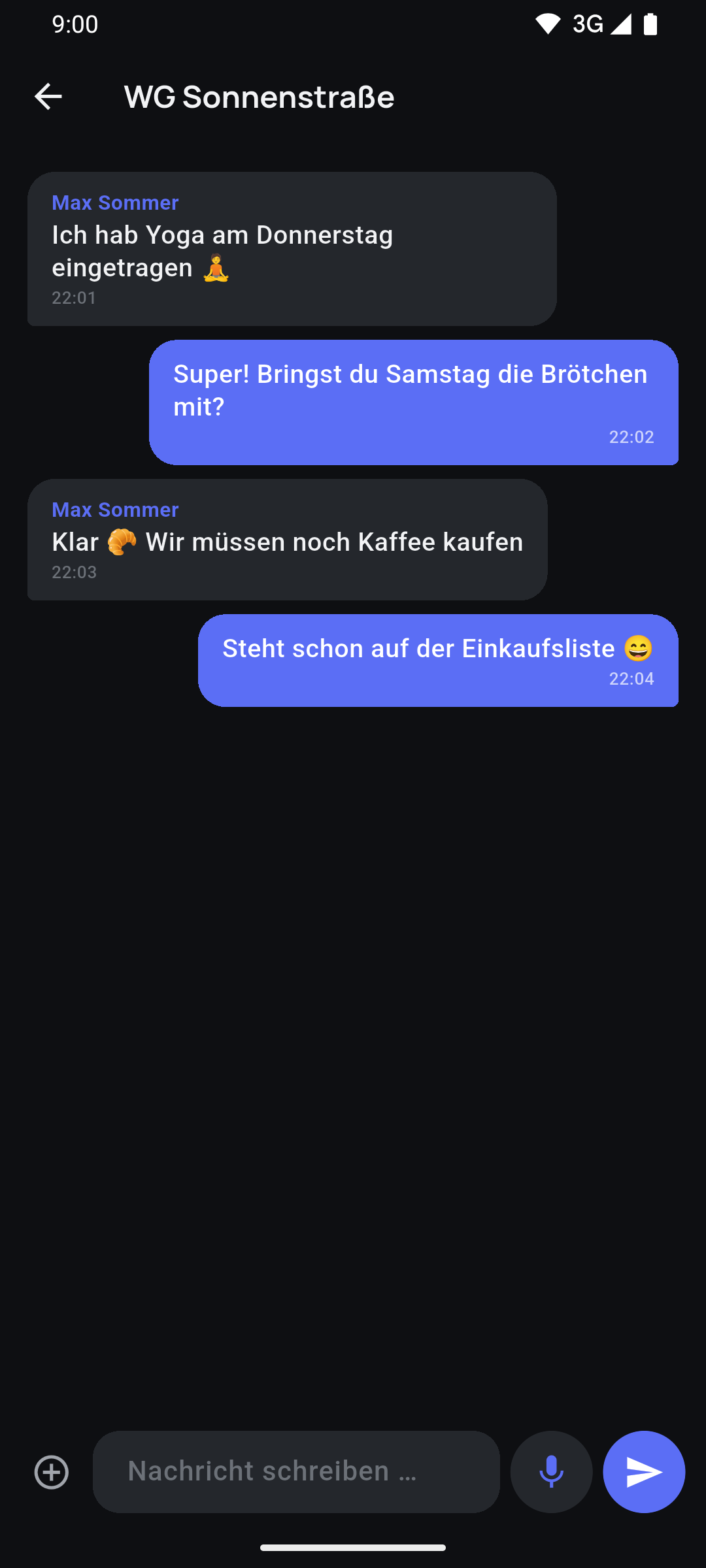 Chatverlauf zu einem Termin