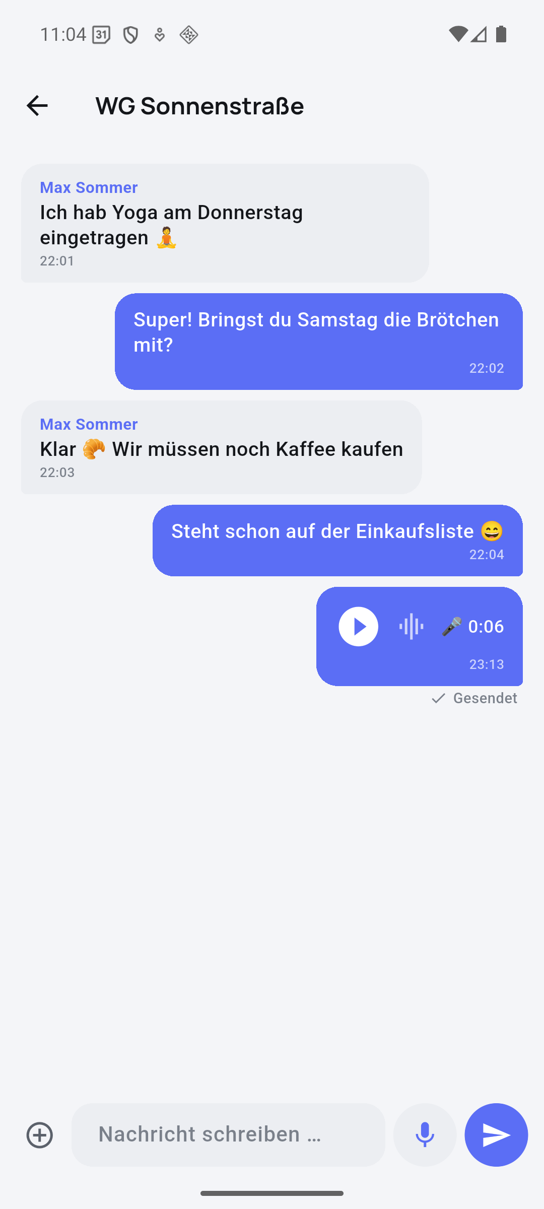 Chatverlauf zu einem Termin