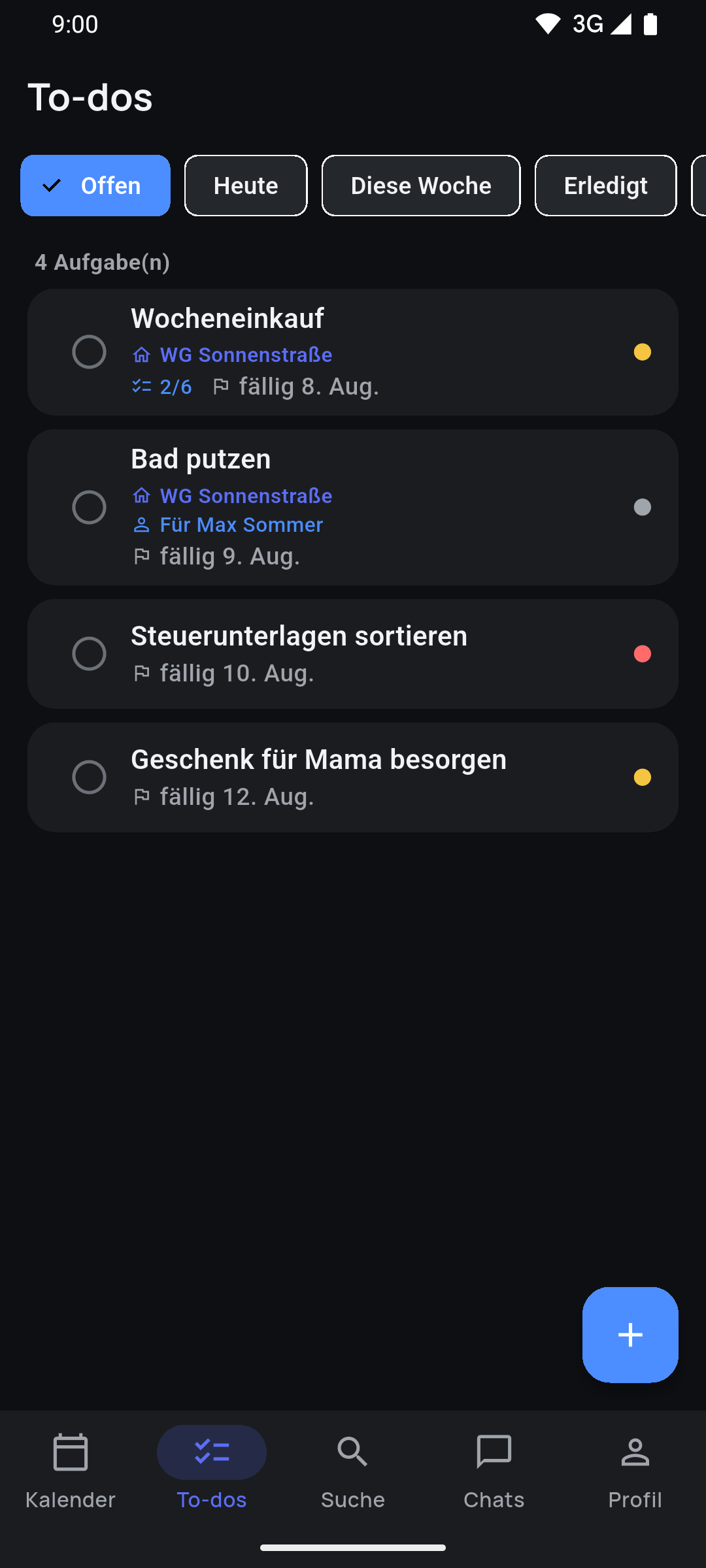Aufgabenliste mit Prioritäten und Fälligkeiten